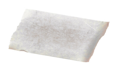 White adhesive paper tape stick over isolated background, blank fastening packaging wrinkled sticker
