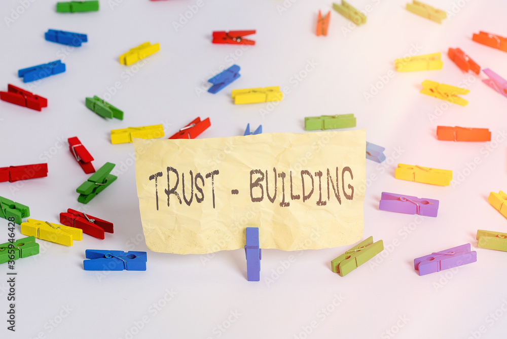Poster handwriting text writing trust building. conceptual photo developing trust in so they can function e