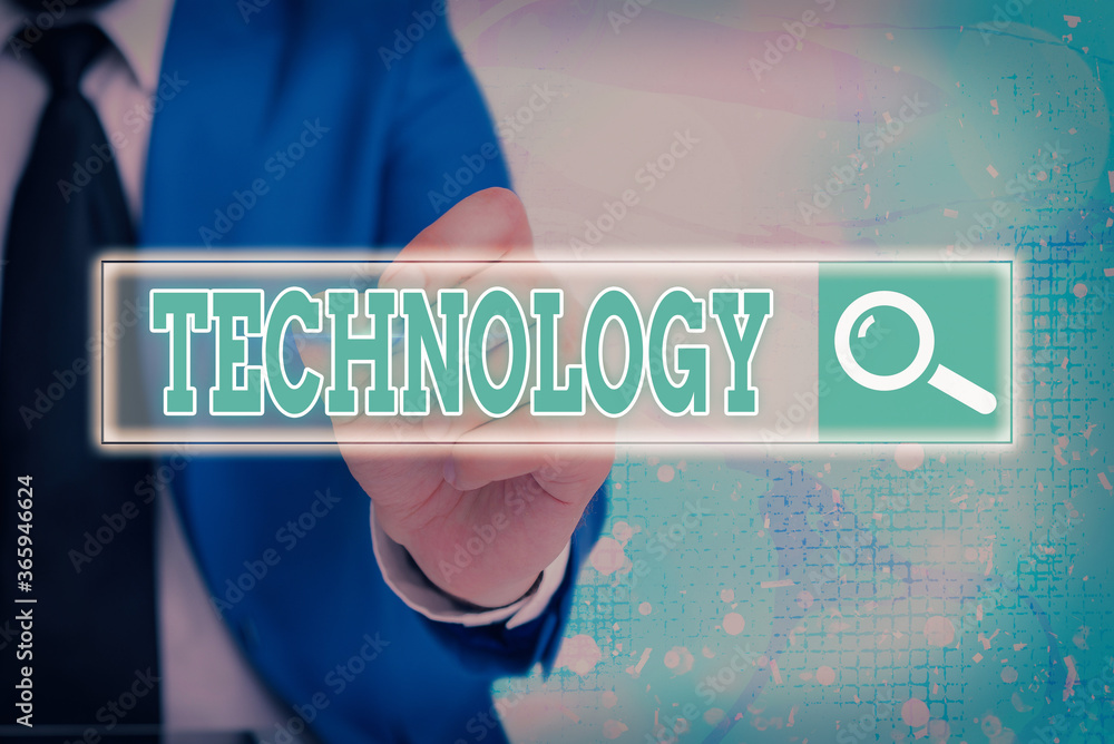 Poster handwriting text writing technology. conceptual photo use of scientific knowledge for practical purp