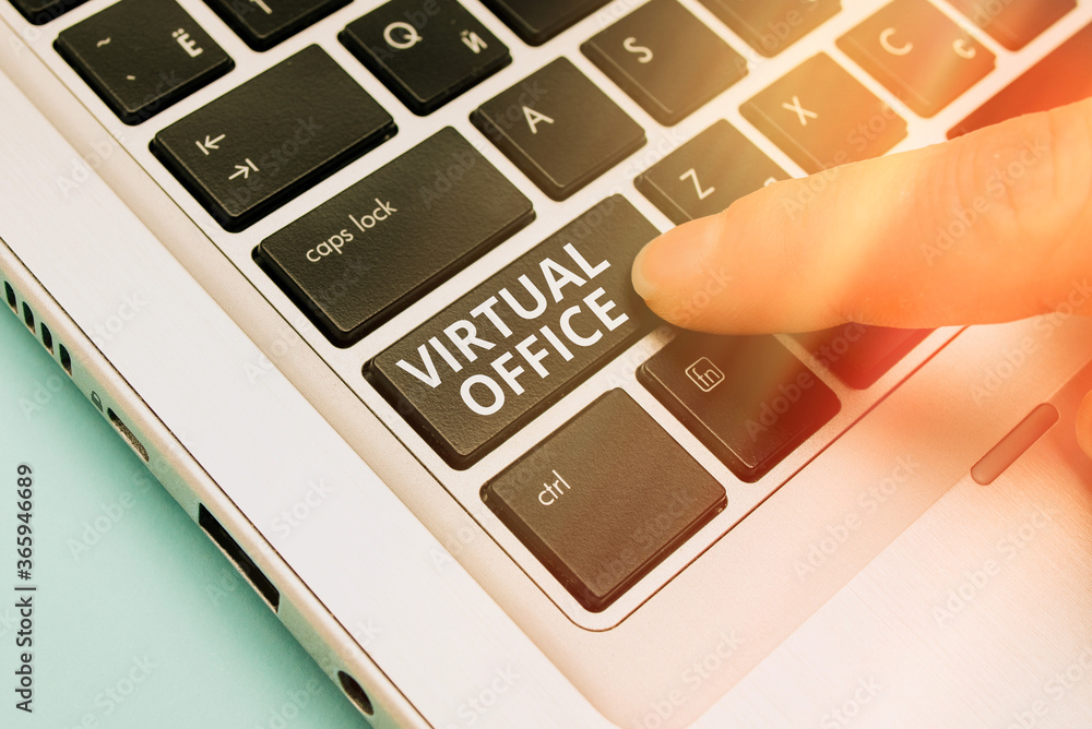 Poster word writing text virtual office. business photo showcasing operational domain of any business or or