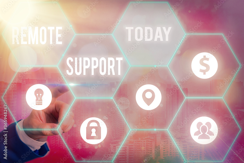 Poster text sign showing remote support. business photo text type of secure service, which permits represen
