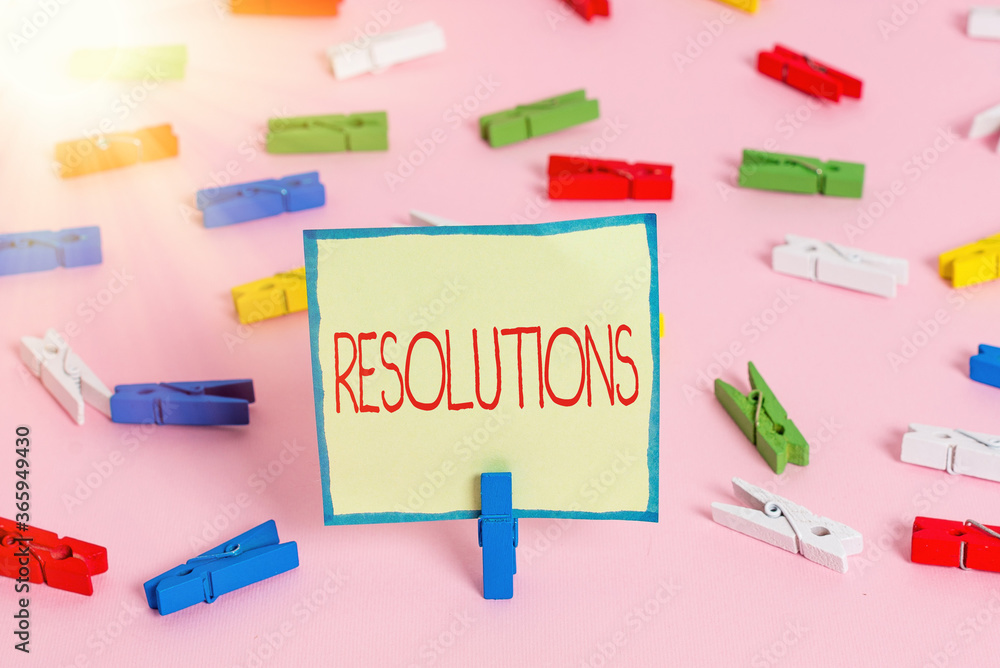 Poster text sign showing resolutions. business photo text defined with being firmly fixed on something or c