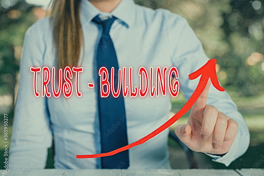 Poster handwriting text writing trust building. conceptual photo developing trust in so they can function e