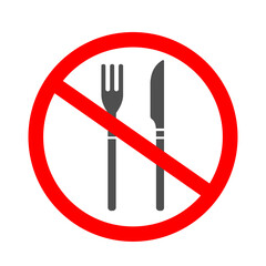 No Eating Allowed Warning Icon Sign Vector Illustration
