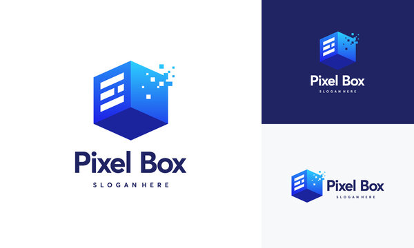 Pixel Box Logo designs concept vector, Box Document logo template designs