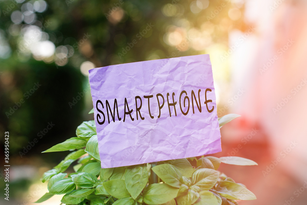 Poster text sign showing smartphone. business photo showcasing a mobile phone that performs many of the com
