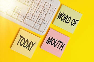 Handwriting text Word Of Mouth. Conceptual photo information that is transmitted without being...