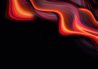 Dark neon modern background with rays and liquid, flowing reds, fire lines. Light lines, bright accent background. Acrylic liquid. 3d illustration