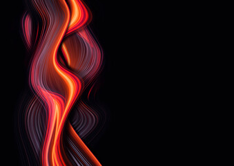 Fototapeta na wymiar Dark neon modern background with rays and liquid, flowing reds, fire lines. Light lines, bright accent background. Acrylic liquid. 3d illustration