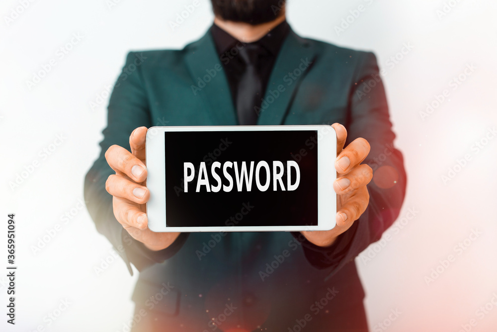 Poster text sign showing password. business photo showcasing the hidden word or expression to be used to ga