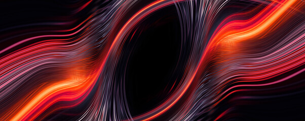 Fototapeta premium Dark neon modern background with rays and liquid, flowing reds, fire lines. Light lines, bright accent background. Acrylic liquid. 3d illustration