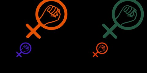 Dark Blue, Red vector pattern with feminism elements.