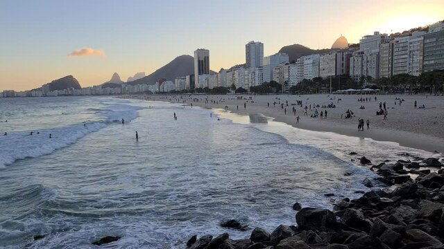 Sunset Timelapse from Copacabana beach, during pandemic COVID-19.
