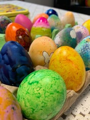 Fototapeta na wymiar Hand painted colorful easter eggs