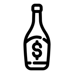 Wine Bottle Price Flat Icon Isolated On White Background