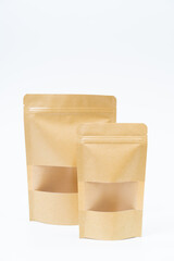 Mock up snack paper bag on white background; Copyspace for product design