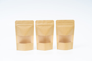 Mock up snack paper bag on white background; Copyspace for product design