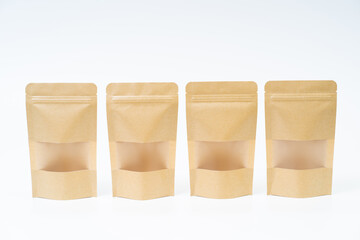 Mock up snack paper bag on white background; Copyspace for product design