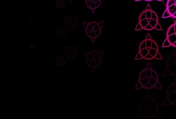 Dark Pink vector texture with religion symbols.