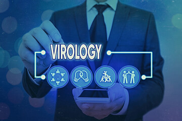 Word writing text Virology. Business photo showcasing branch of science dealing with the variety of...