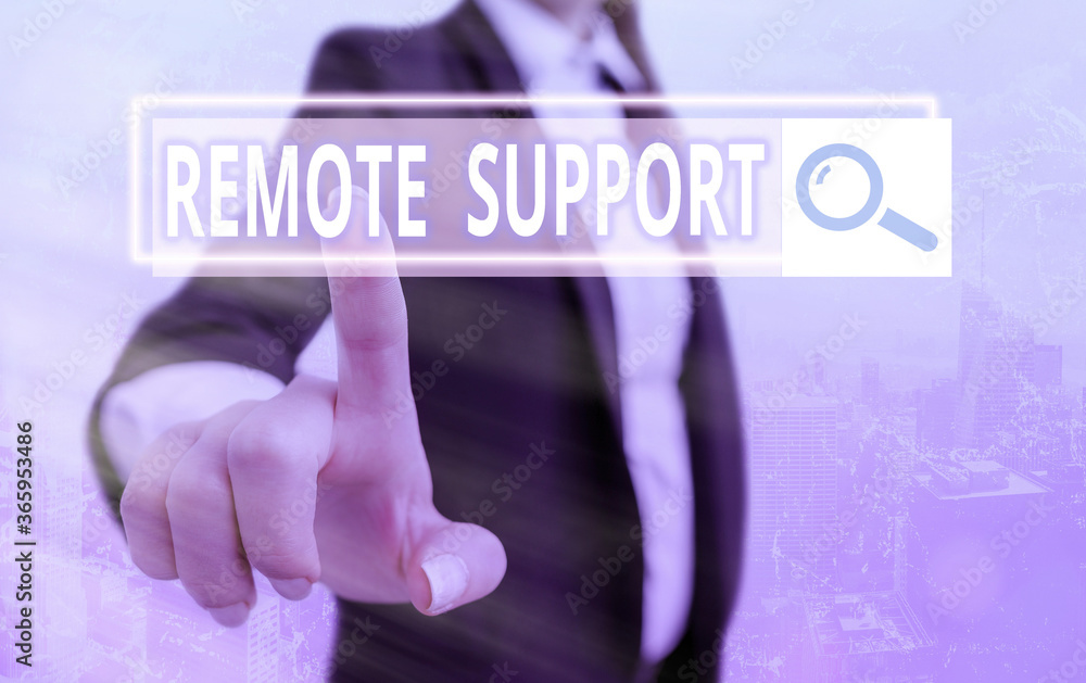 Poster text sign showing remote support. business photo showcasing type of secure service, which permits re