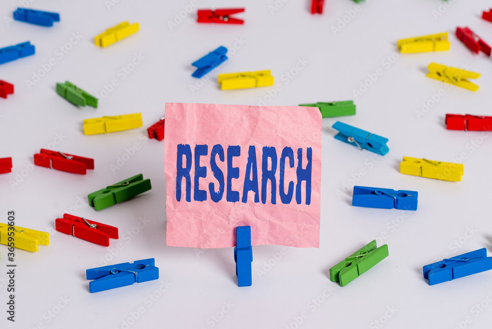 Poster conceptual hand writing showing research. concept meaning systematic analysis and review of material