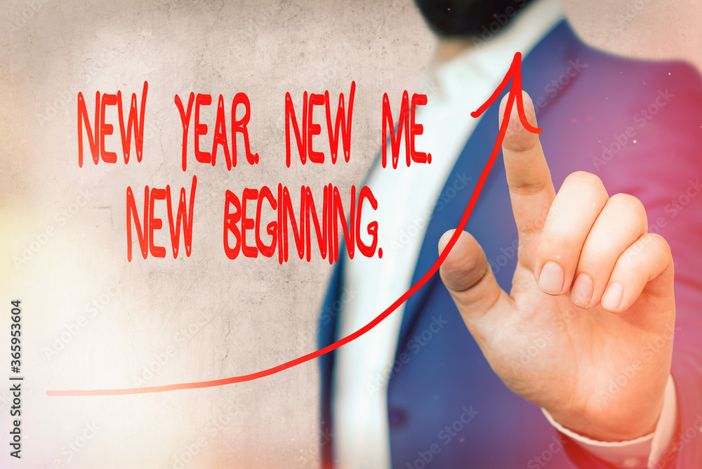 Poster word writing text new year. new me. new beginning.. business photo showcasing time for setting new g