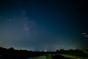 Wide Angle View of the Sky With The Milky Way on the Left