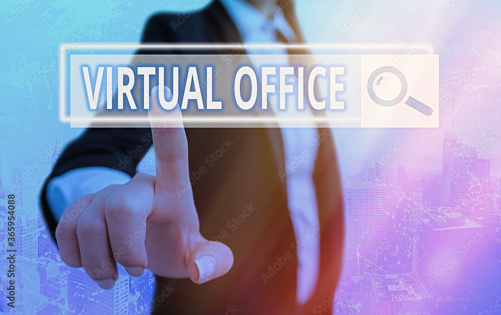 Poster text sign showing virtual office. business photo showcasing operational domain of any business or or
