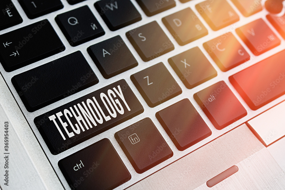 Poster word writing text technology. business photo showcasing use of scientific knowledge for practical pu