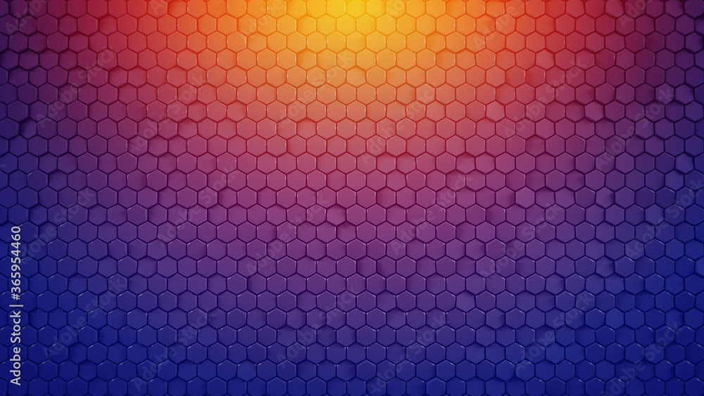 Poster background with glossy hexagons 3d render