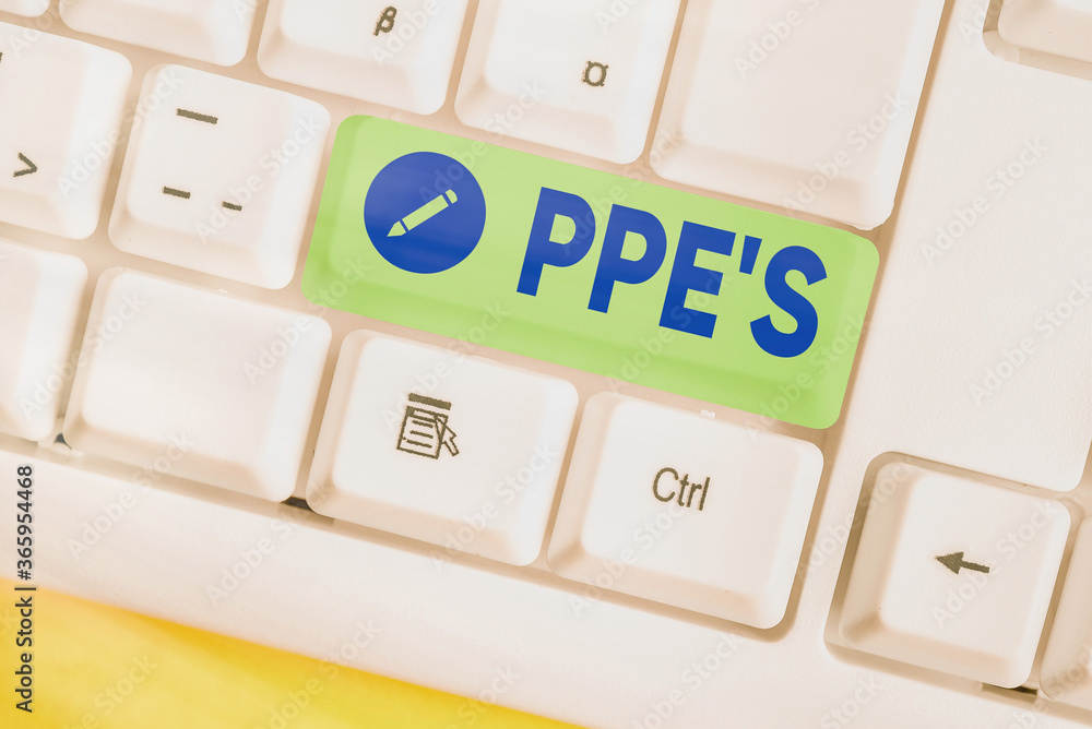 Poster text sign showing ppe s is. business photo showcasing specialized equipment for protection against h
