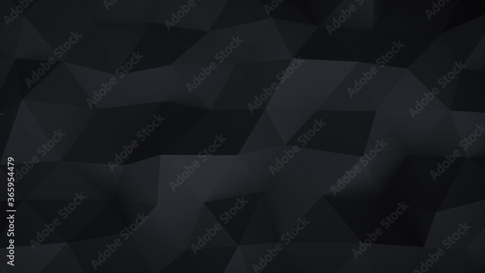 Poster black plastered surface with triangular polygons 3d render illustration