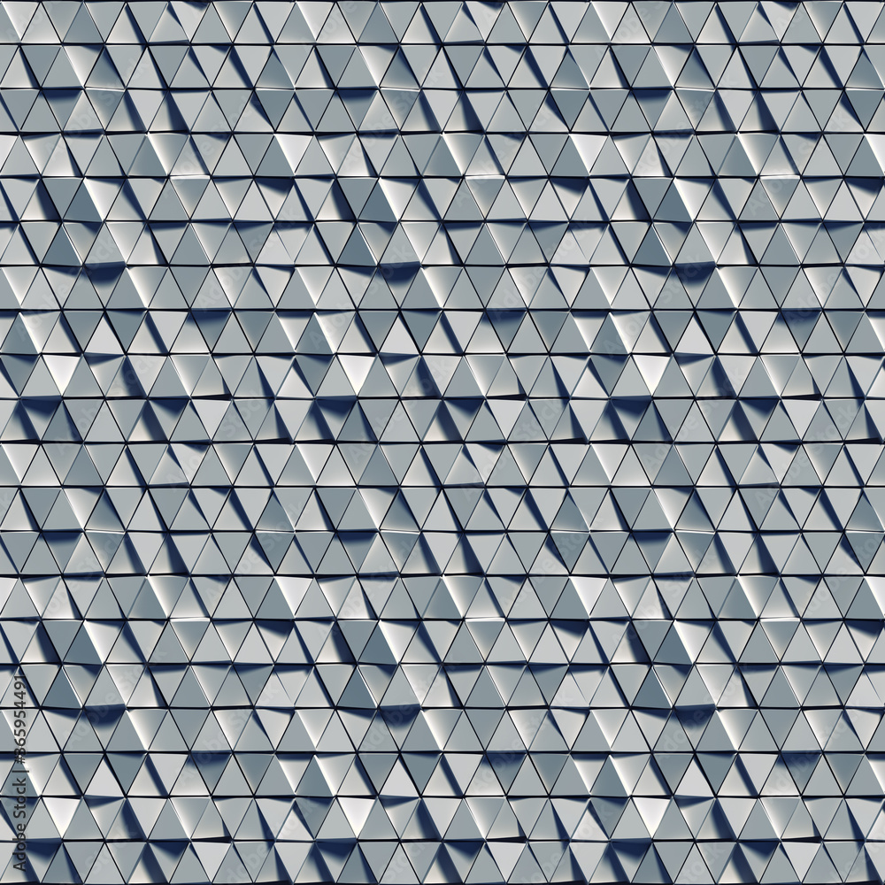 Poster seamless pattern of gray triangles 3d render