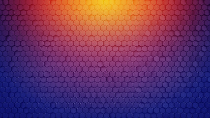 Background with glossy hexagons 3D render