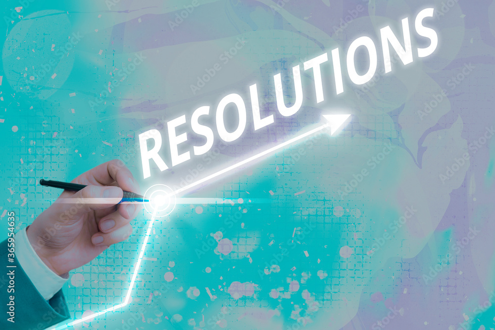 Poster word writing text resolutions. business photo showcasing defined with being firmly fixed on somethin