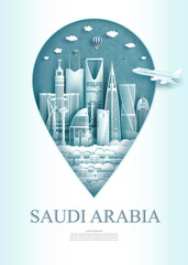 Travel landmark Saudi arabia monument pin of Asia.