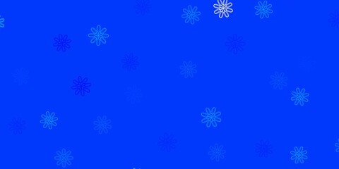 Light BLUE vector doodle texture with flowers.