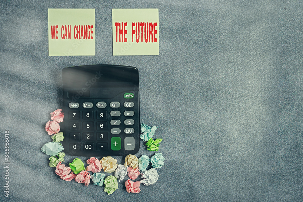 Poster word writing text we can change the future. business photo showcasing make actions to achieve differ