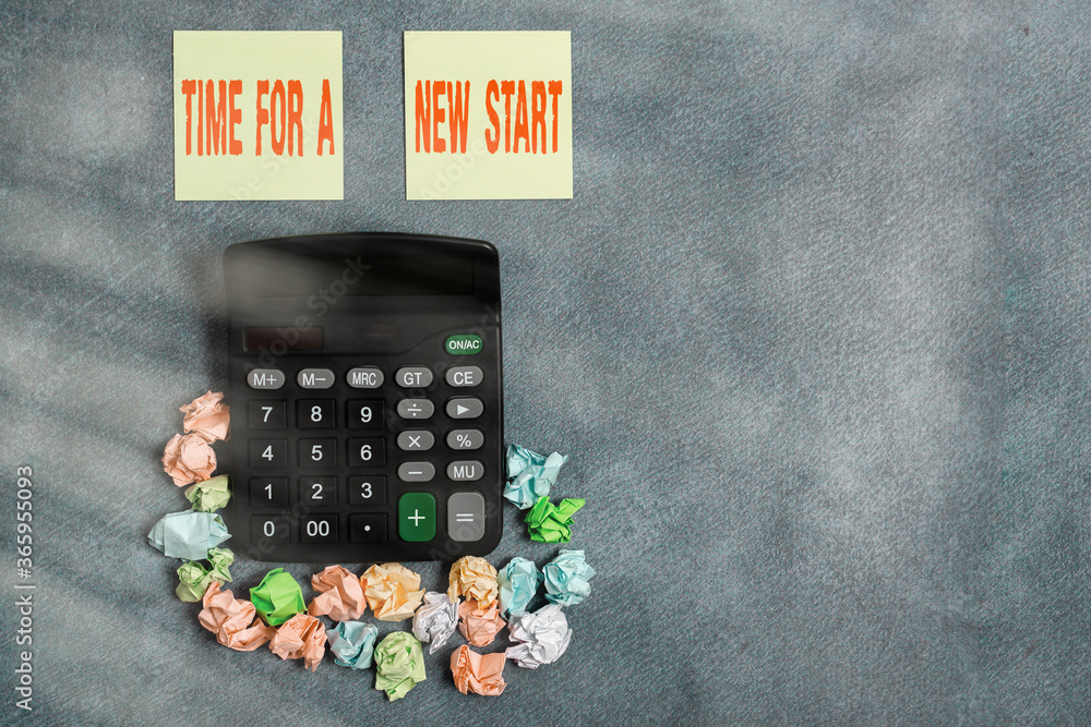 Aufkleber word writing text time for a new start. business photo showcasing the beginning of an event or proce