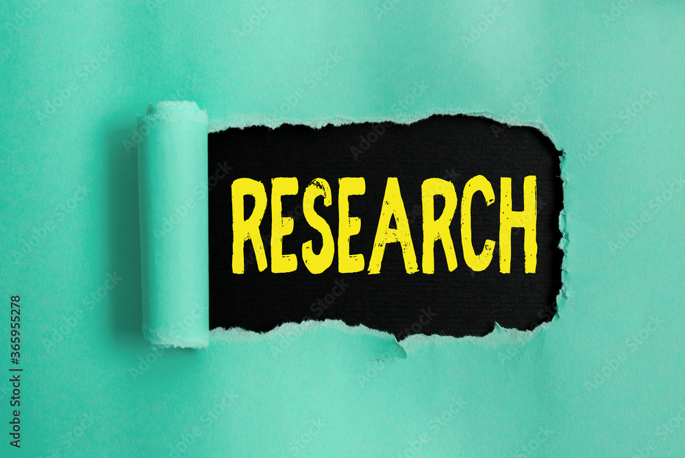 Poster word writing text research. business photo showcasing systematic analysis and review of materials an