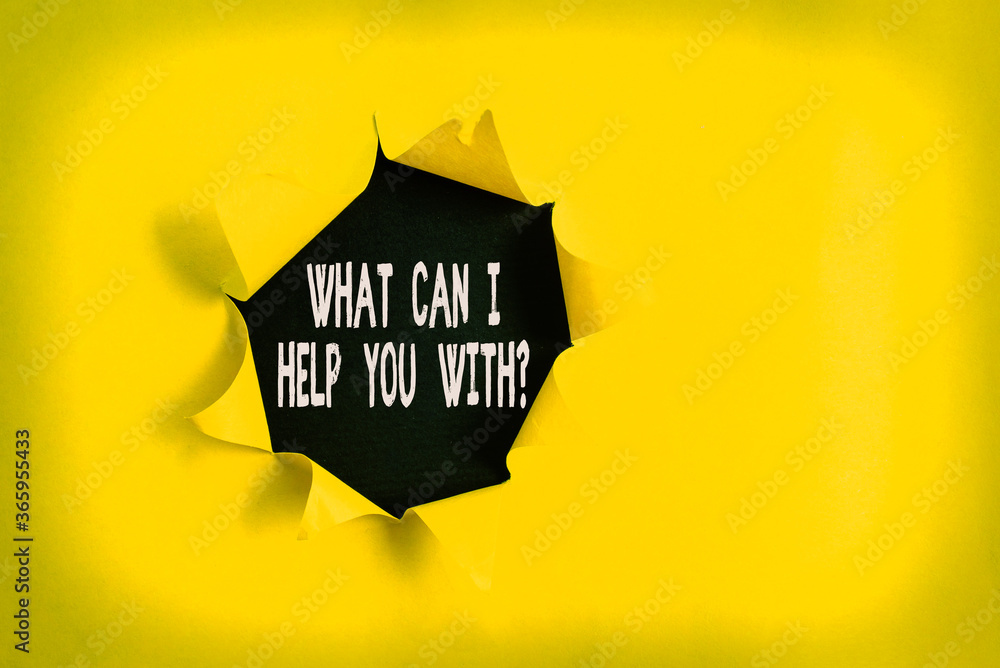 Poster text sign showing what can i help you with question. business photo showcasing to make it possible f