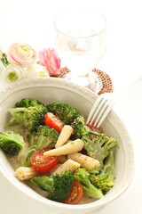 homemade baby corn and broccoli salad 