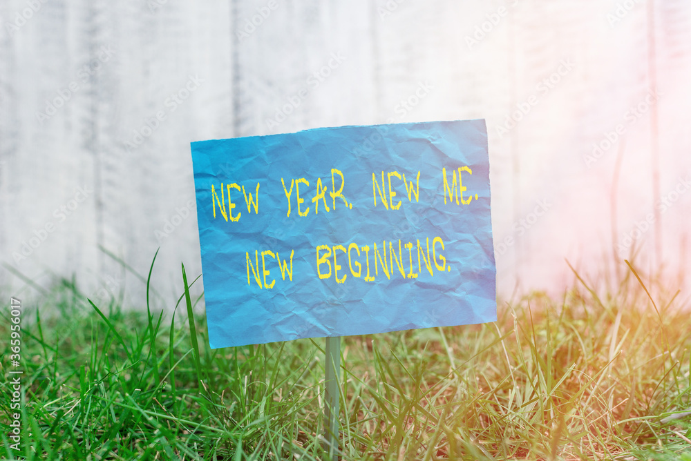 Aufkleber text sign showing new year. new me. new beginning.. business photo showcasing time for setting new g