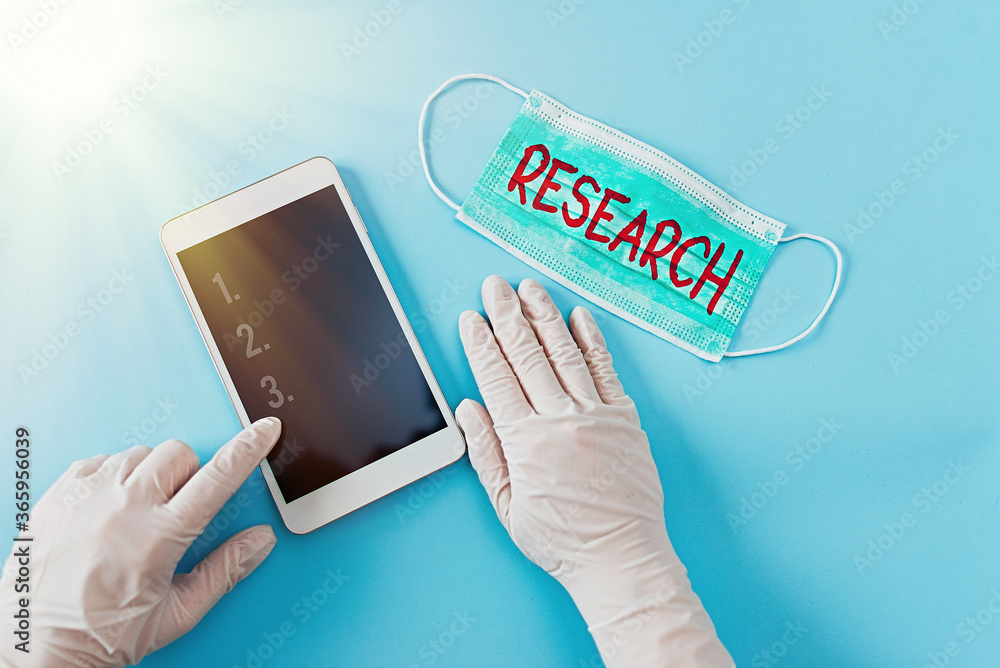 Poster writing note showing research. business concept for systematic analysis and review of materials and 