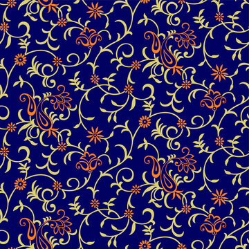 Seamless traditional Asian paisley pattern design