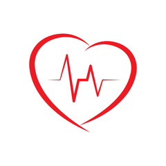 Red heartbeat icon design isolated on white background