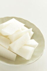 chopped radish on dish