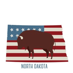 north dakota state map with bison © captainvector