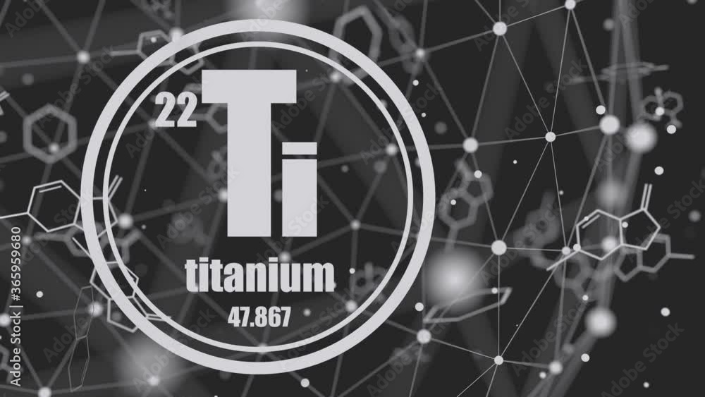 Wall mural Titanium chemical element. Sign with atomic number and atomic weight. Chemical element of periodic table. Molecule and communication background. Connected lines with dots. - Wall murals